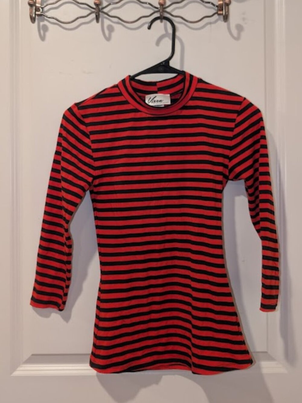 NWOT Vixen by Micheline Pitt Bad Girl 3/4 Sleeve Top in Orange and Black Stripes